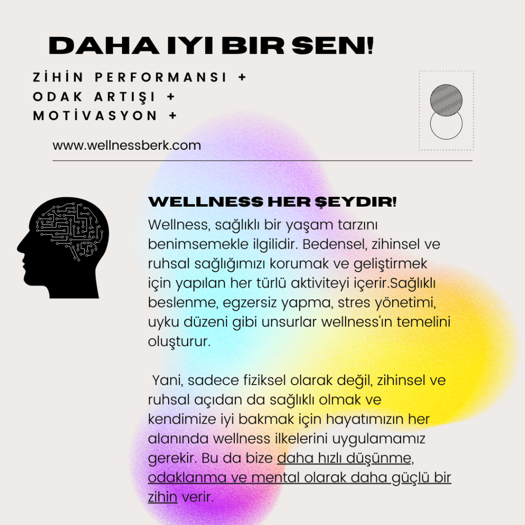 'Wellness' : Bedensel, zihinsel ve ruhsal sağlığımızı geliştirmek için yapılan her türlü aktivite. Anıl Berk